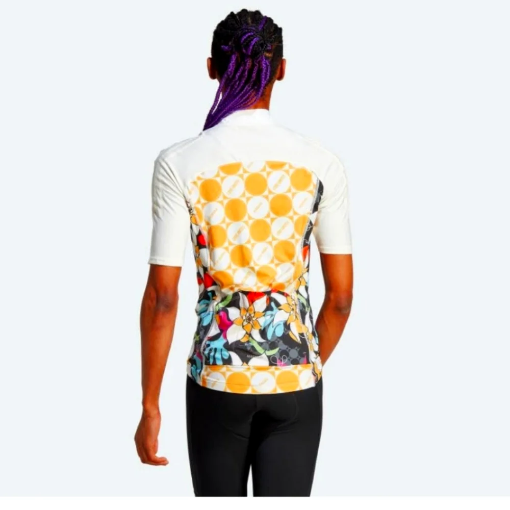 adidas Men’s Long-Sleeve Cycling Jersey in White, Yellow, Black, Pink